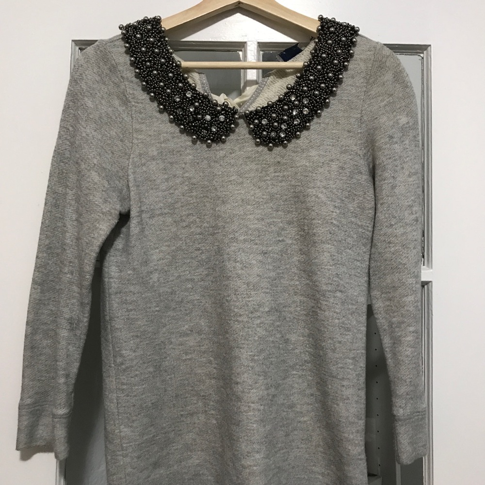Anthropologie Beaded Peter Pan Collar Sweater